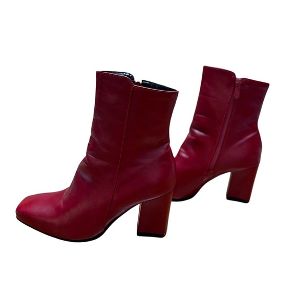 NWOT, Jingpin, Red Ankle Boots – Size 38 – Square Toe, Block Heel - Picture 2 of 9